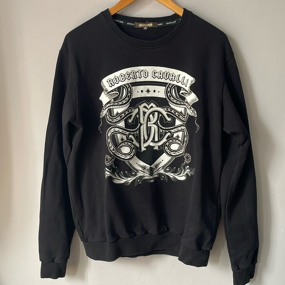 Roberto Cavalli Print Graphic Big Logo Sweatshirt